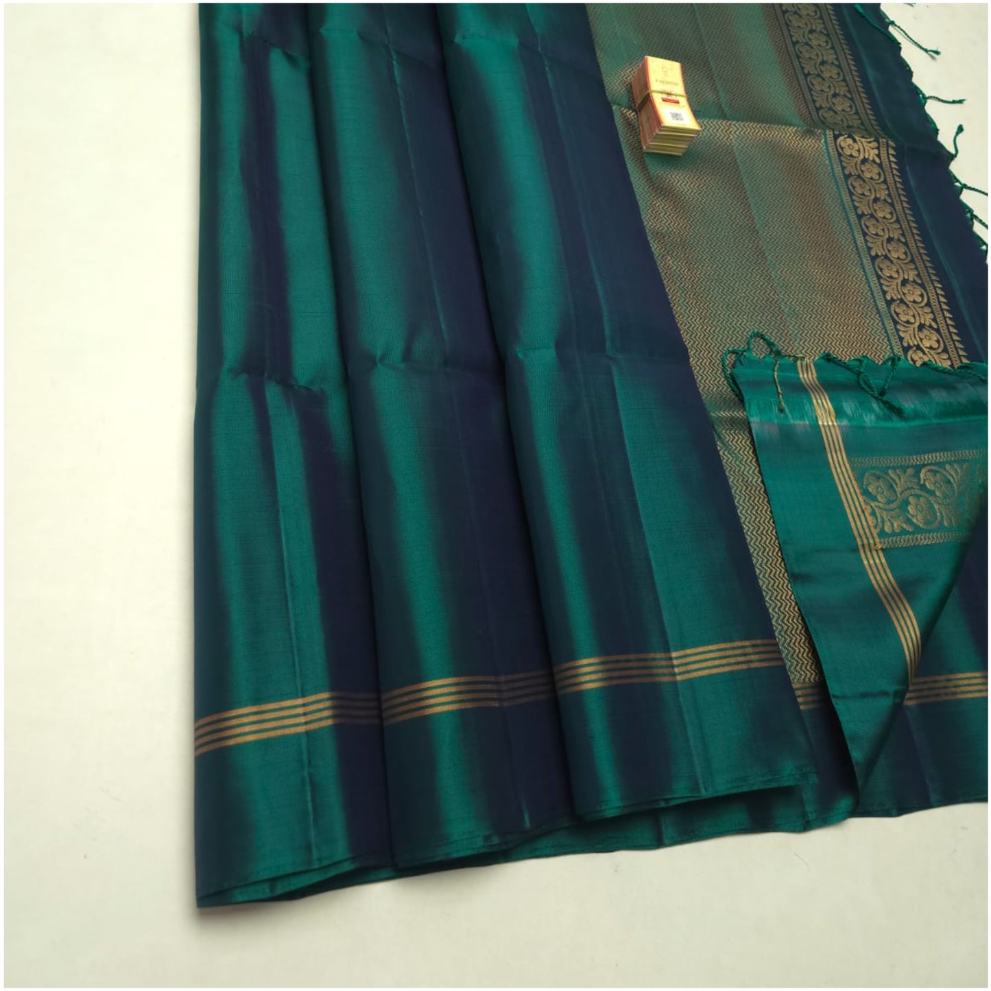 Peacock Blue Pure Handloom Double Warp Soft Silk Saree