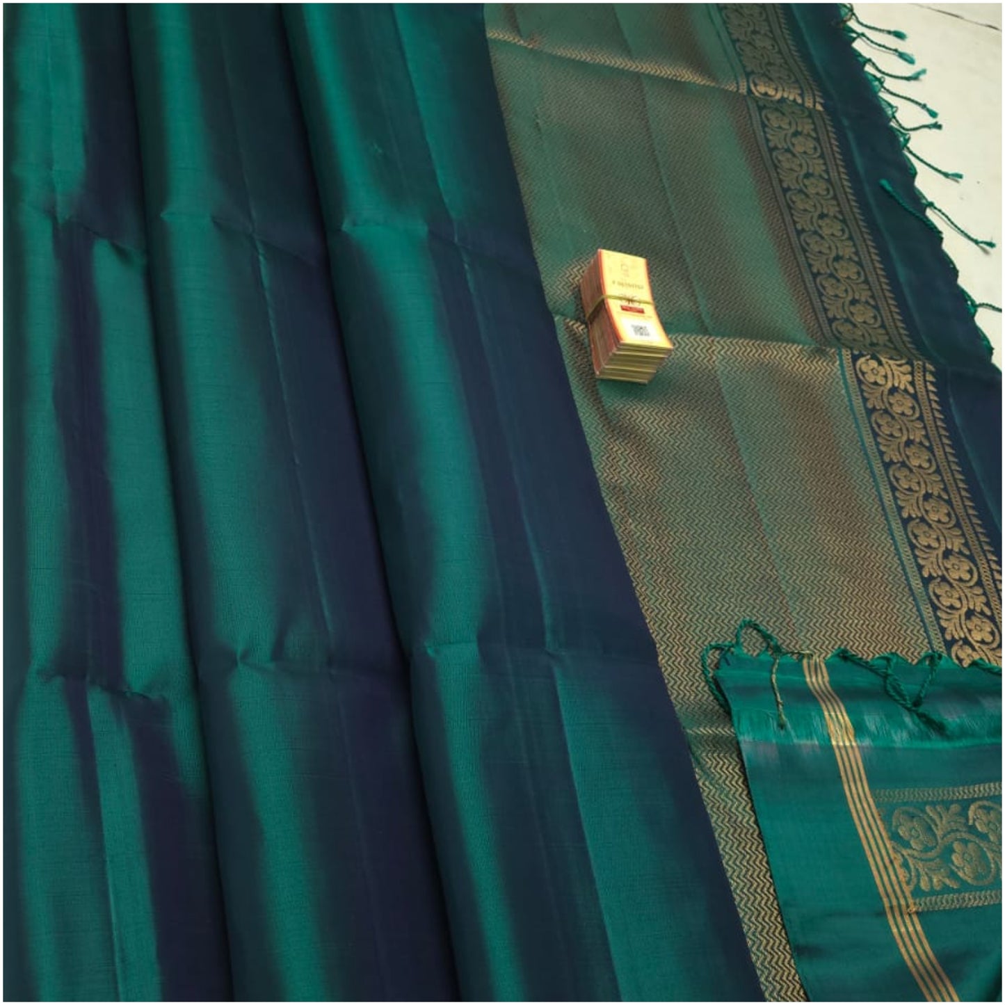 Peacock Blue Pure Handloom Double Warp Soft Silk Saree
