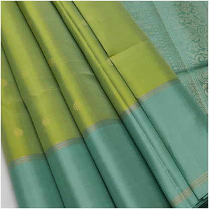 Anvika Green Blue Pure Handloom Double Warp Soft Silk Saree