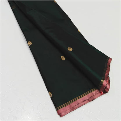 Ganga Green Blush Pink Pure Handloom Double Warp Soft Silk Saree