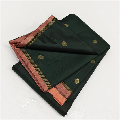 Ganga Green Blush Pink Pure Handloom Double Warp Soft Silk Saree