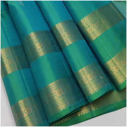Indus Teal Pure Handloom Double Warp Soft Silk Saree