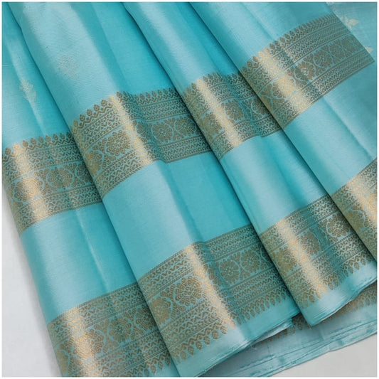 Pranhita Pastel Blue Pure Handloom Double Warp Soft Silk Saree