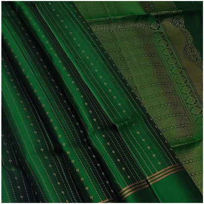 Parbati Emerald Green Pure Handloom Double Warp Soft Silk Saree
