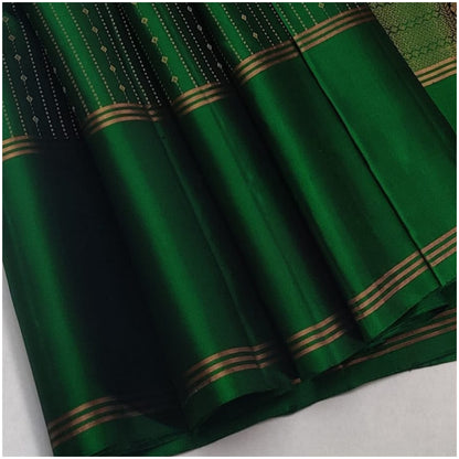 Parbati Emerald Green Pure Handloom Double Warp Soft Silk Saree