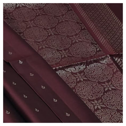 Wine Pure Handloom Double Warp Soft Silk Saree