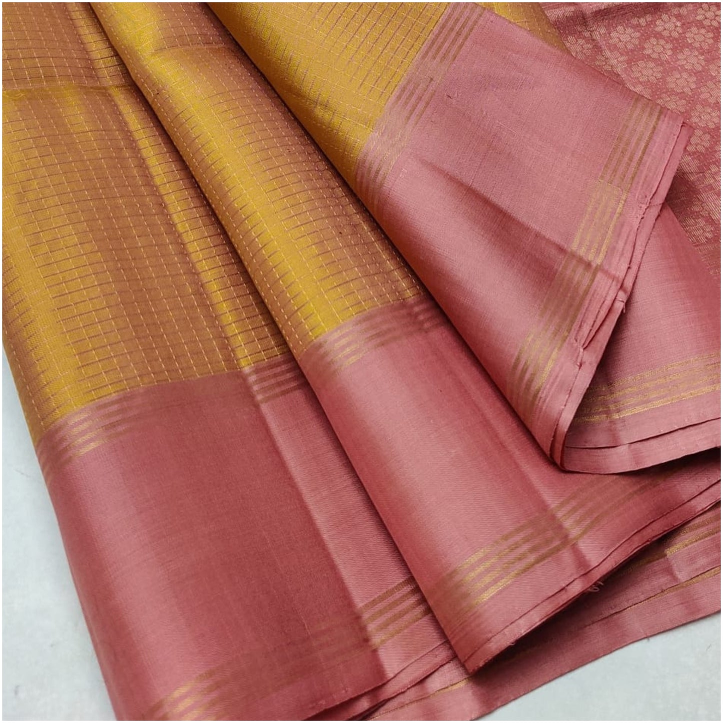 Mithi Yellow Blush Pure Handloom Double Warp Soft Silk Saree