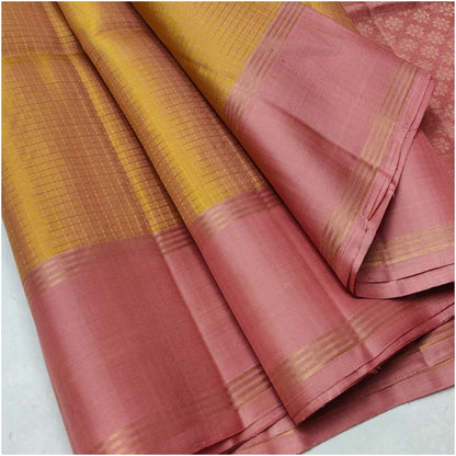 Mithi Yellow Blush Pure Handloom Double Warp Soft Silk Saree