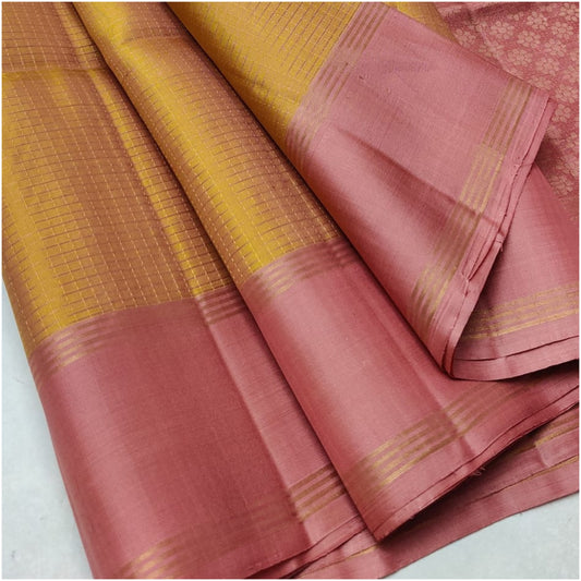 Mithi Yellow Blush Pure Handloom Double Warp Soft Silk Saree
