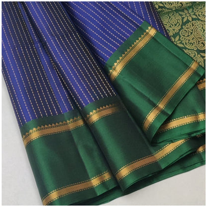 Dai Night Blue Emerald Green Pure Handloom Soft Silk Saree