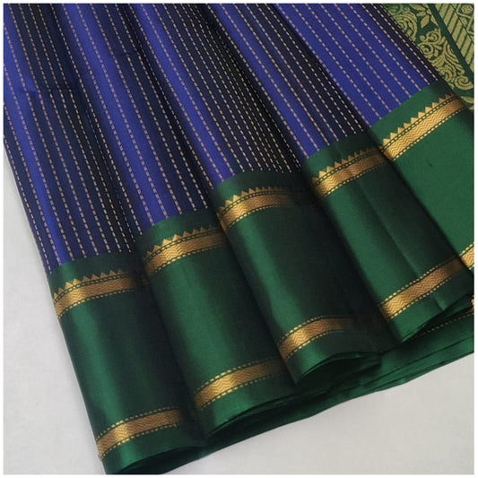 Dai Night Blue Emerald Green Pure Handloom Soft Silk Saree