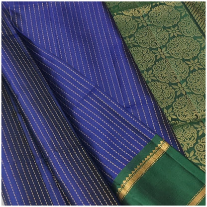 Dai Night Blue Emerald Green Pure Handloom Soft Silk Saree