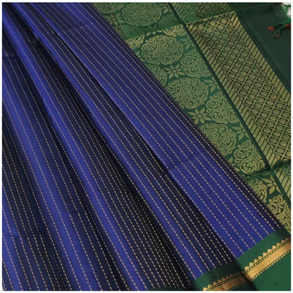 Dai Night Blue Emerald Green Pure Handloom Soft Silk Saree