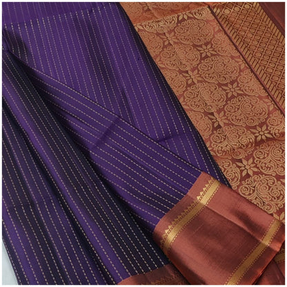 Mangli Violet Burnt Orange Pure Handloom Soft Silk Saree