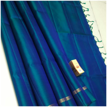 Kural Deep Sea Blue Pure Handloom Soft Silk Saree