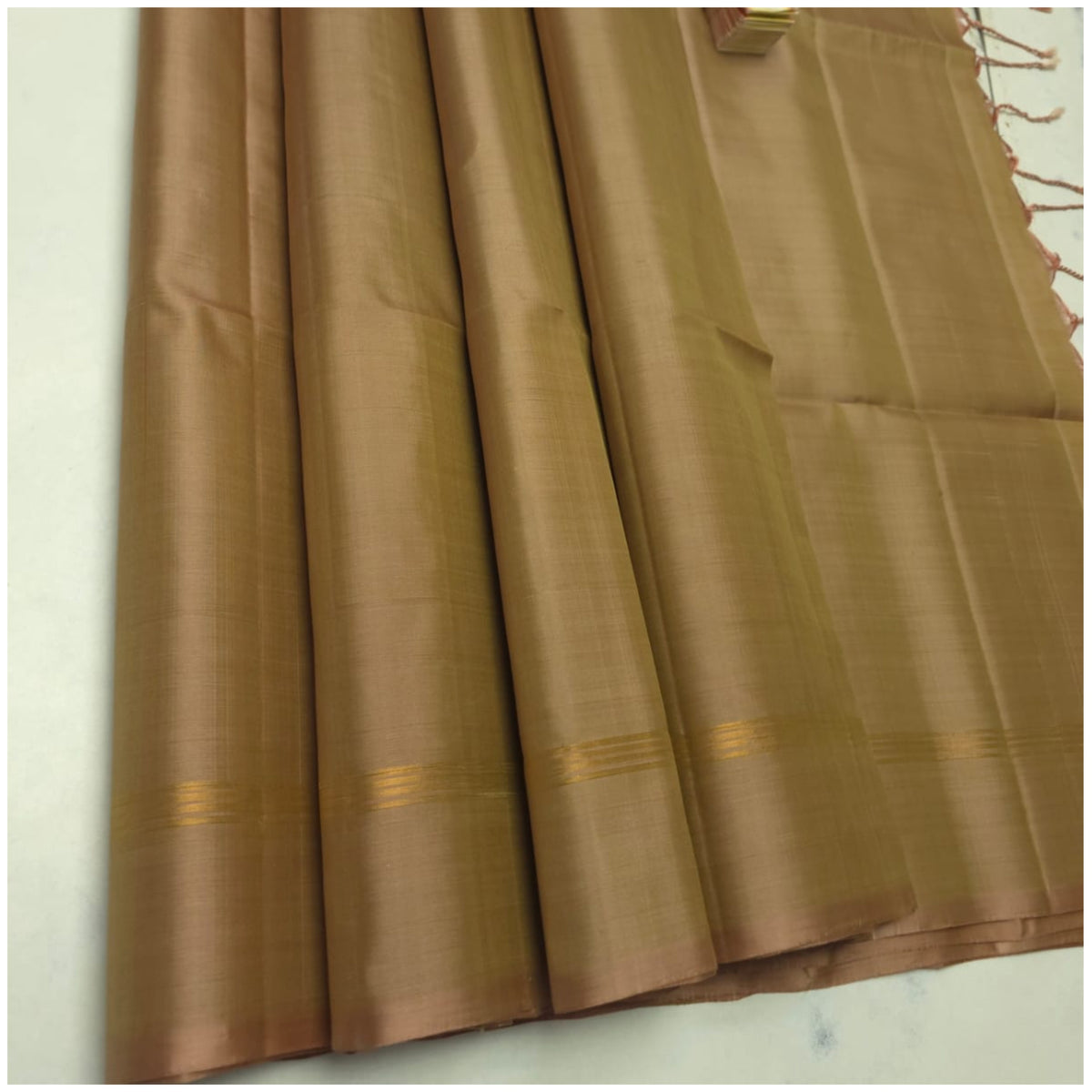 Ahu Tan Khaki Pure Handloom Soft Silk Saree