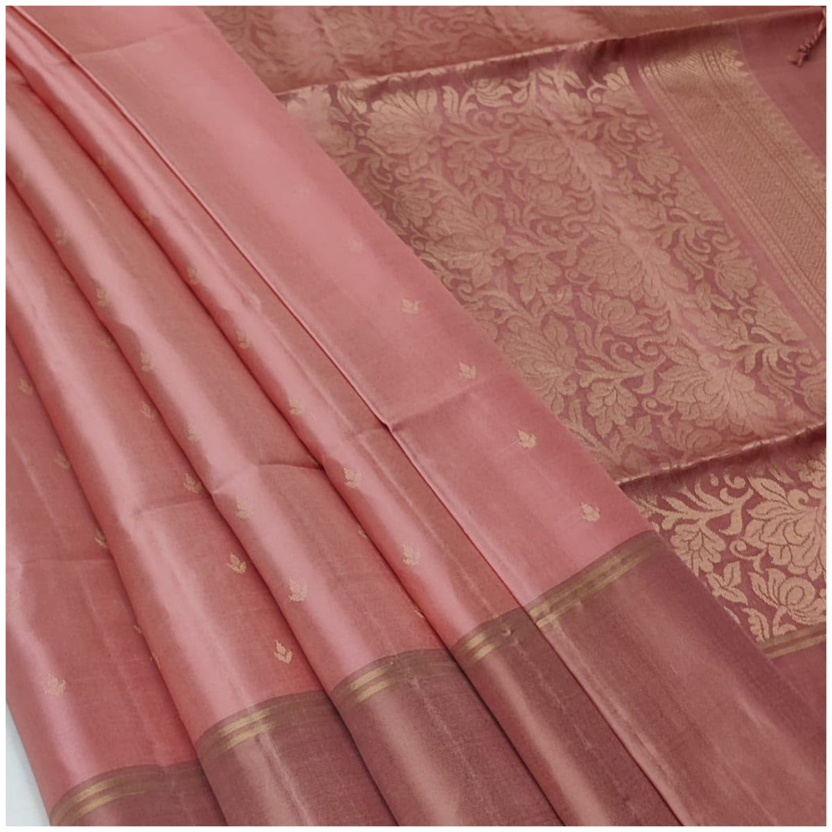 Chakan Pastel Blush Pink Pure Handloom Soft Silk Saree