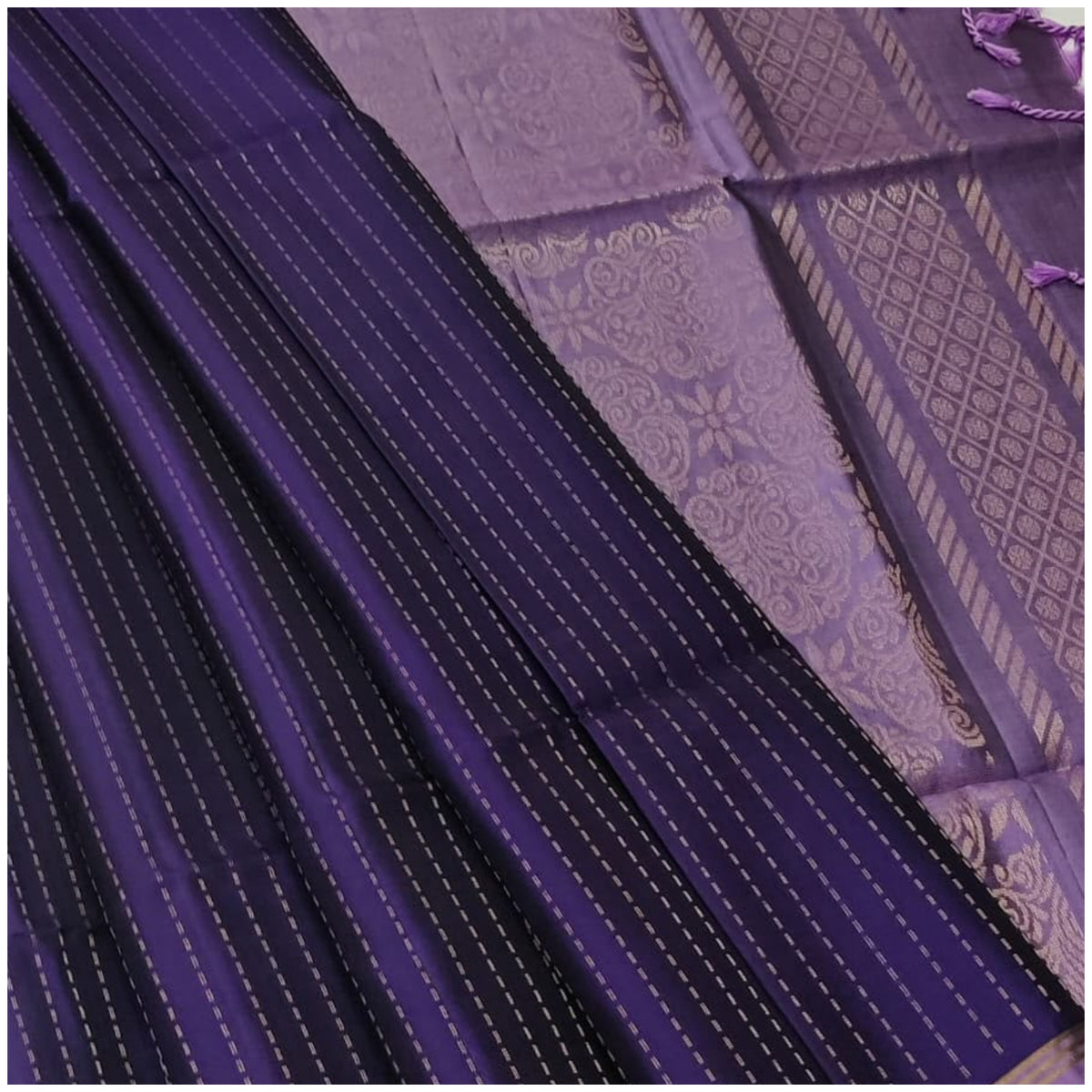 Kaveri Purple Pure Handloom Double Warp Soft Silk Saree