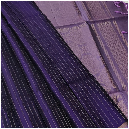 Kaveri Purple Pure Handloom Double Warp Soft Silk Saree