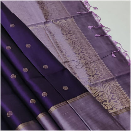 Hues of Purple Pure Handloom Double Warp Soft Silk Saree