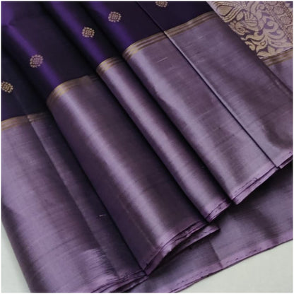 Hues of Purple Pure Handloom Double Warp Soft Silk Saree