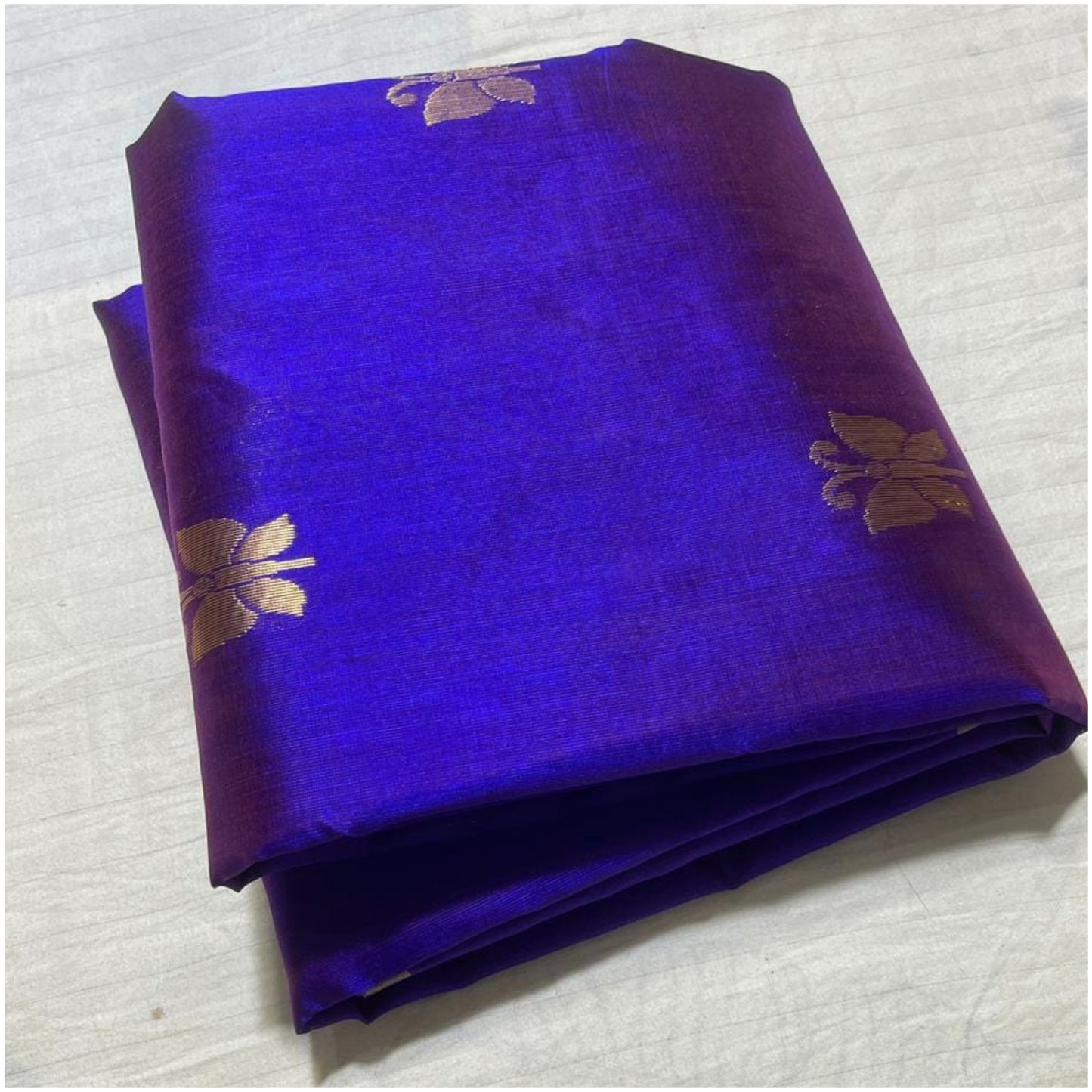 Blue Violet Butterfly Pure Handloom Katan Chanderi Silk Saree