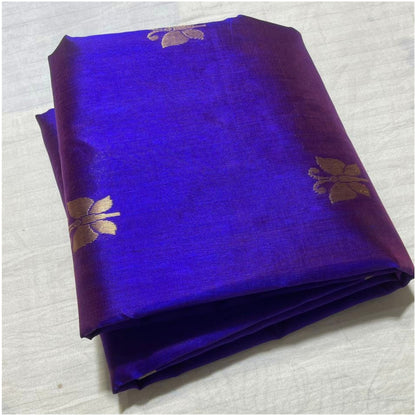 Blue Violet Butterfly Pure Handloom Katan Chanderi Silk Saree