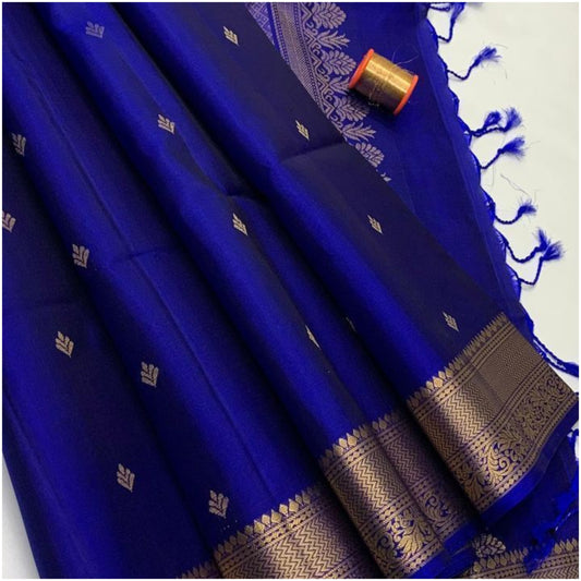 Royal Blue Pure Handloom Double Warp Soft Silk Saree
