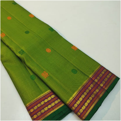 Phalgu Bright Green Pink Kanjivaram Pure Handloom Silk Saree | 1Gm Gold | ANITYA Vadhu