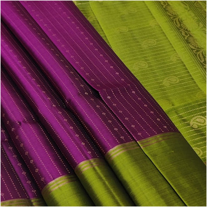 Magenta Green Pure Handloom Double Warp Soft Silk Saree