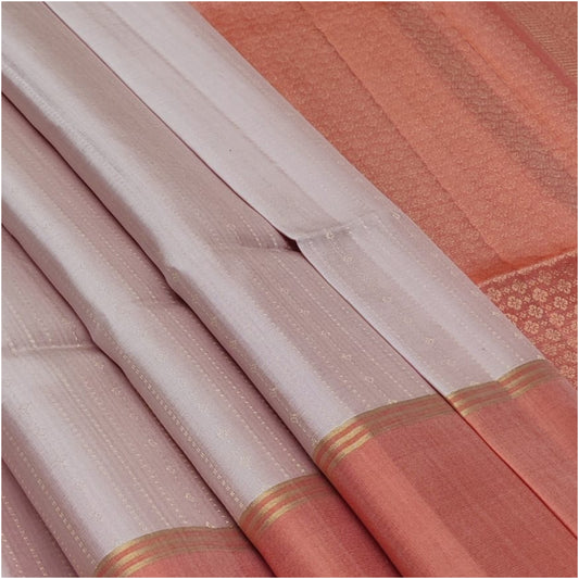 Baby Pink Peach Pure Handloom Double Warp Soft Silk Saree