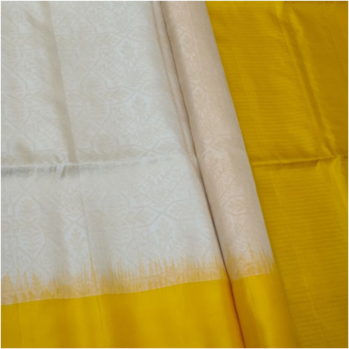 Cream Yellow Pure Handloom Soft Silk Saree