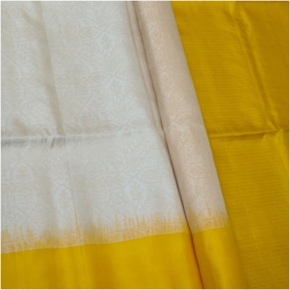 Cream Yellow Pure Handloom Soft Silk Saree