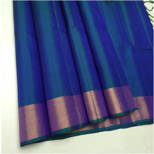 Sea Blue Green Pure Handloom Double Warp Soft Silk Saree
