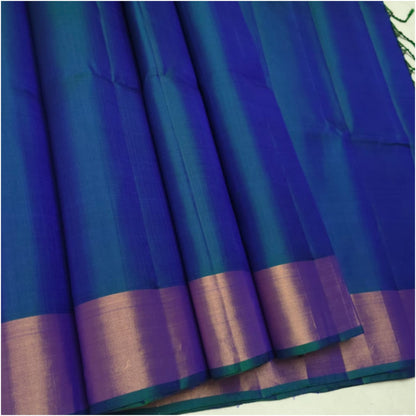 Sea Blue Green Pure Handloom Double Warp Soft Silk Saree