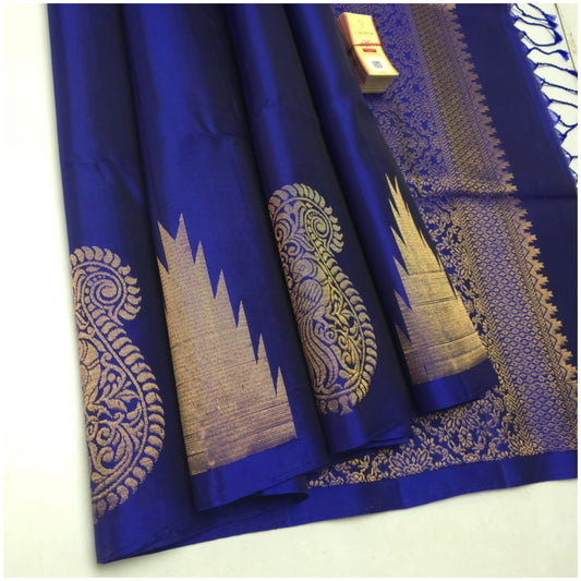 Seep Bright Blue Pure Handloom Soft Silk Saree