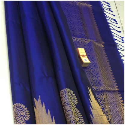 Seep Bright Blue Pure Handloom Soft Silk Saree