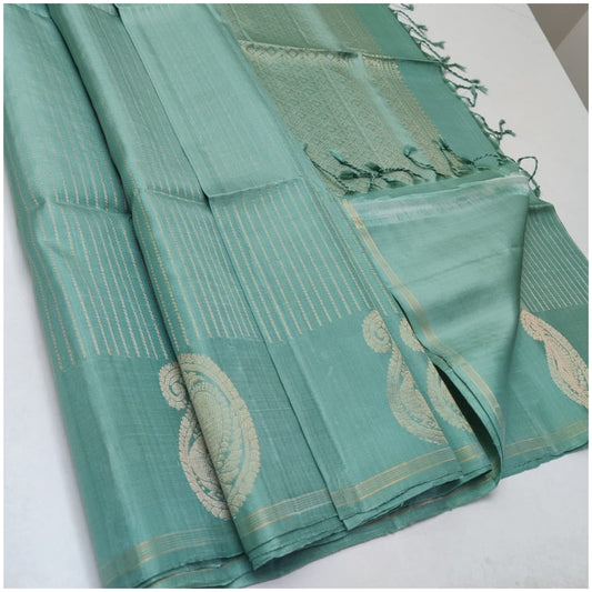 Saimi Pastel Blue Pure Handloom Soft Silk Saree