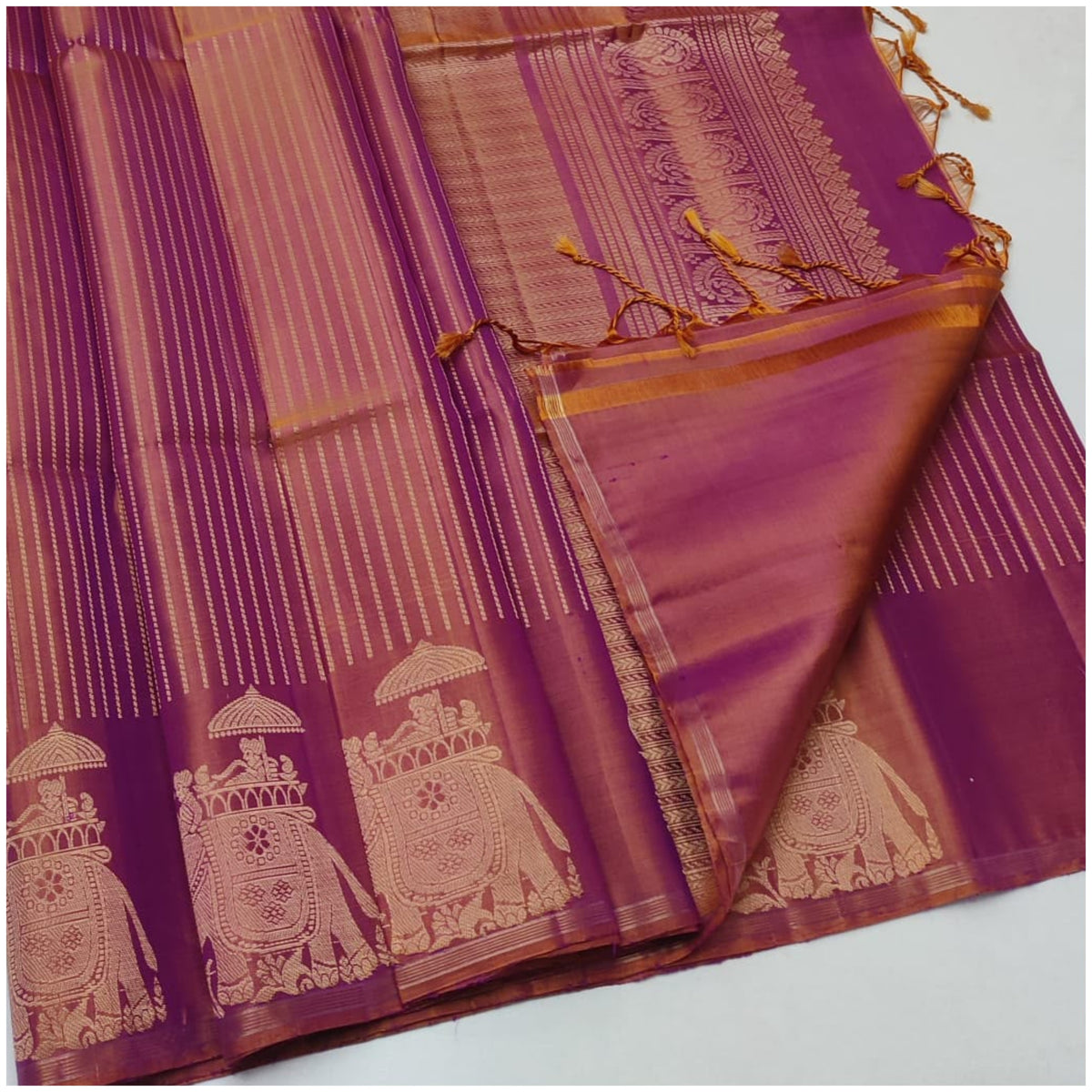 Andheri Vermillion Orange Pure Handloom Soft Silk Saree