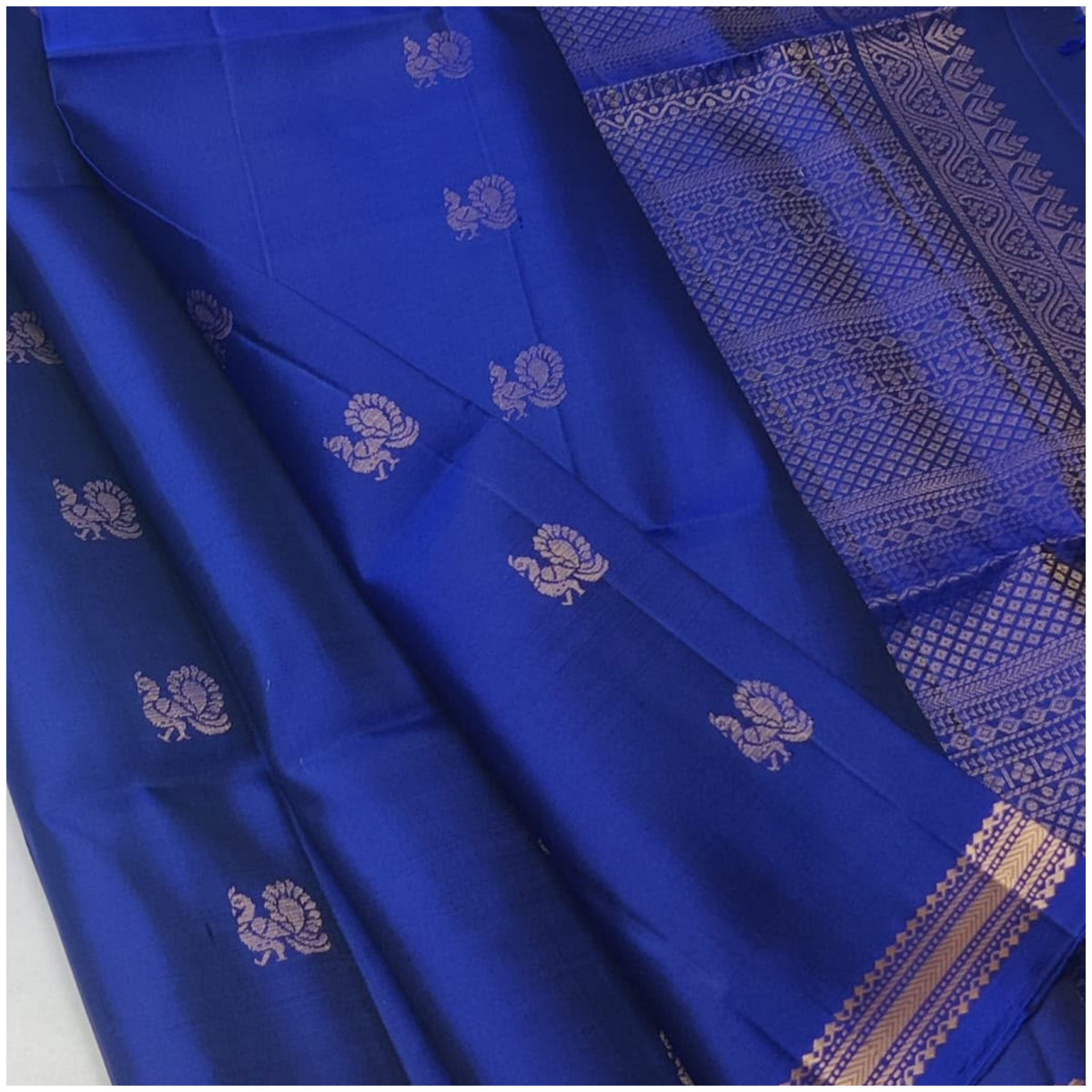 Bilas Electric Blue Pure Handloom Soft Silk Saree