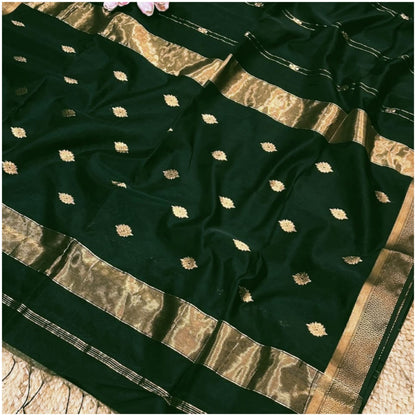 Atrai Deep Green Pure Handloom Maheshwari Silk