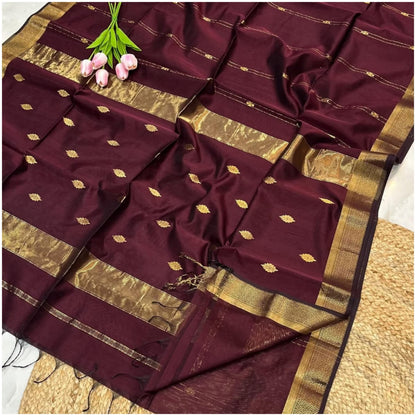Hiran Burgundy Pure Handloom Maheshwari Silk