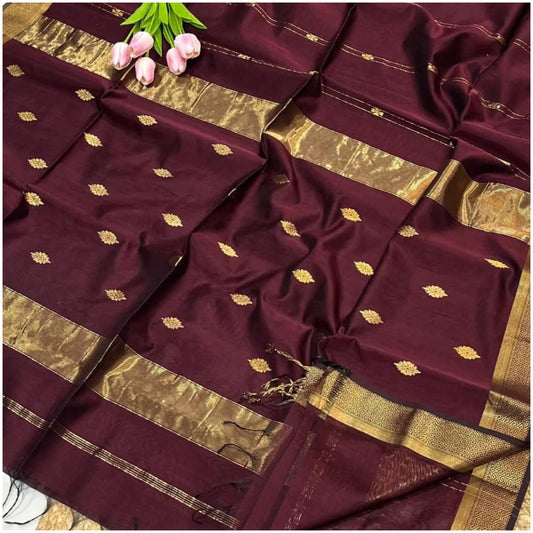 Hiran Burgundy Pure Handloom Maheshwari Silk