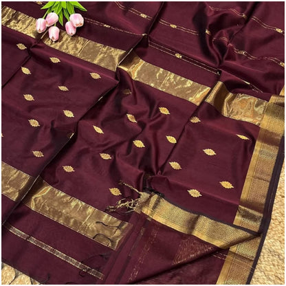 Hiran Burgundy Pure Handloom Maheshwari Silk