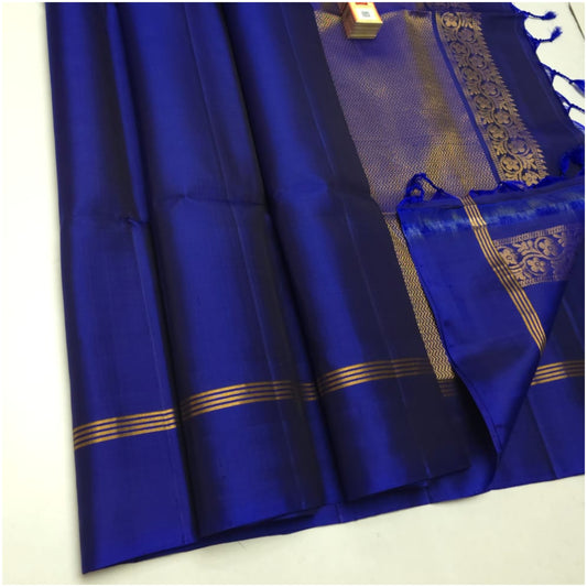 Yamuna Rich Blue Pure Handloom Double Warp Soft Silk Saree