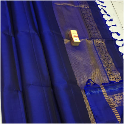 Yamuna Rich Blue Pure Handloom Double Warp Soft Silk Saree