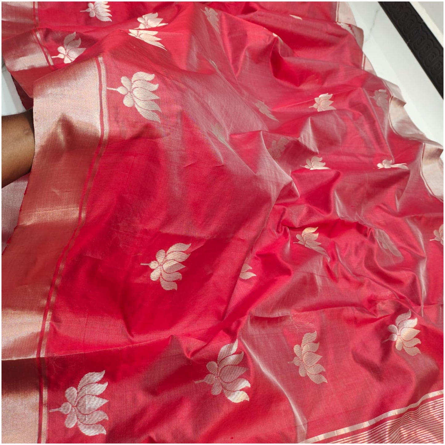 Muted Red Handloom Chanderi Silk Saree