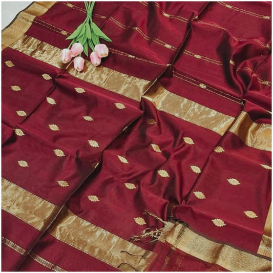 Rapti Deep Red Pure Handloom Maheshwari Silk