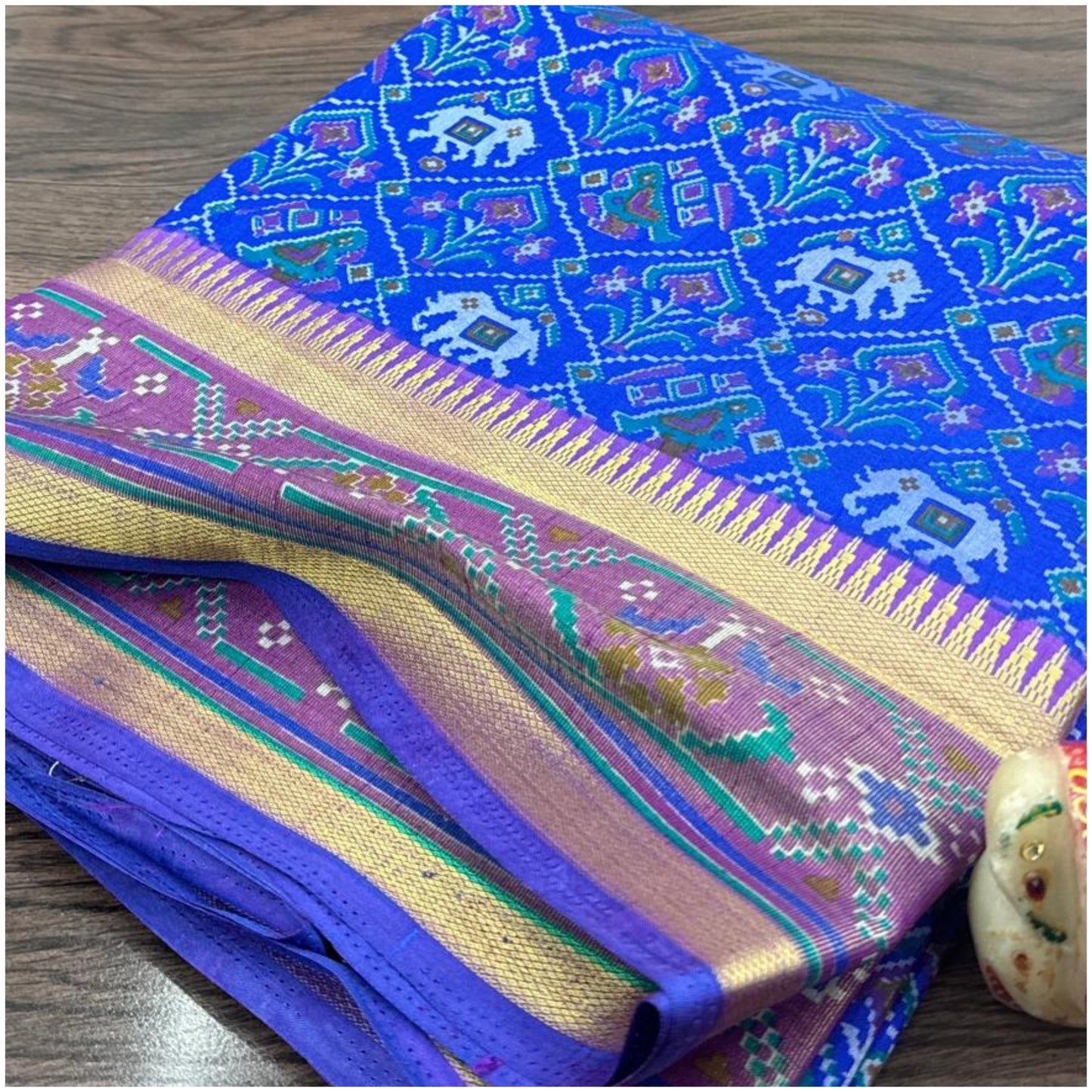 Indravati Electric Blue Pochampally Silk Saree