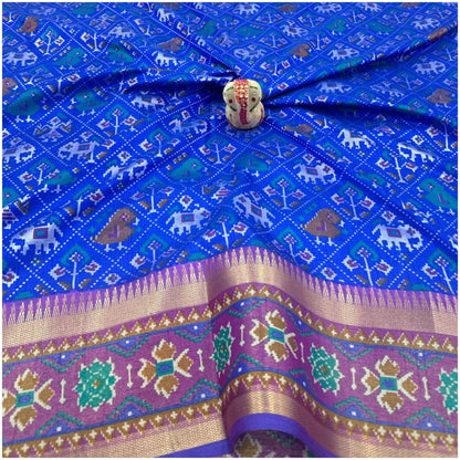 Indravati Electric Blue Pochampally Silk Saree